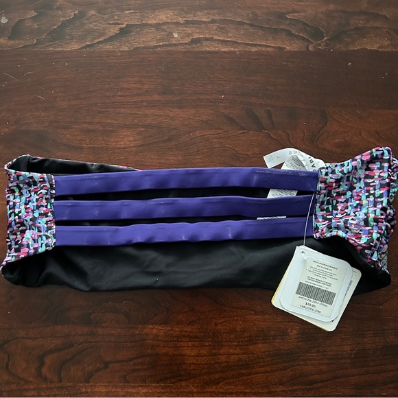 Fabletics Krista Reversible Bandeau Swim Top Wonderweave Print/Ink/Black - Picture 3 of 8